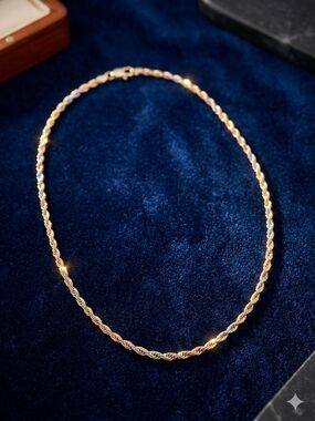 Gold Twisted Rope Necklace for Women
